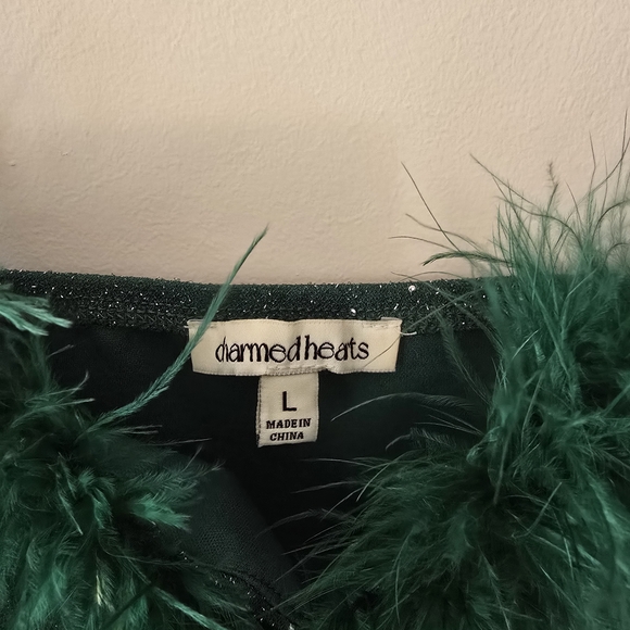 Green Feather-Trimmed Tank - Picture 3 of 4